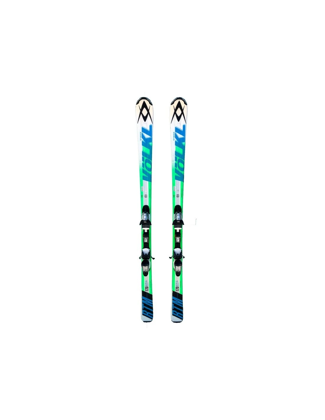 Ski Occasion Volkl RTM Green Blue Taille De 142cm à 163cm + Fix 3 Ski Occasion Volkl RTM Green Blue Taille De 142cm à 163cm + Fix